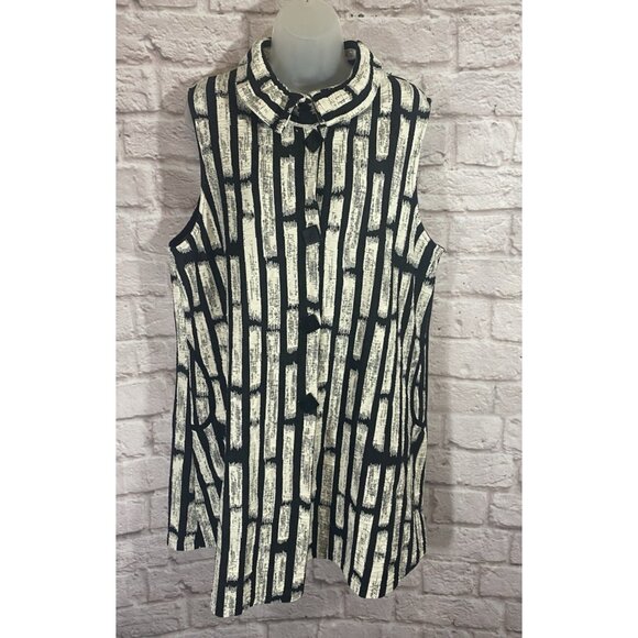 Yushi XL Wired Collar Tunic Vest Top Structured Thick Crinkle Textured Artsy USA - Picture 1 of 11